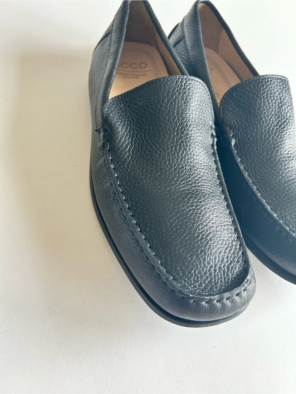 Men’s Ecco Black Genuine Leather Driver Loafers Rubber Outsole size EUR46 US13